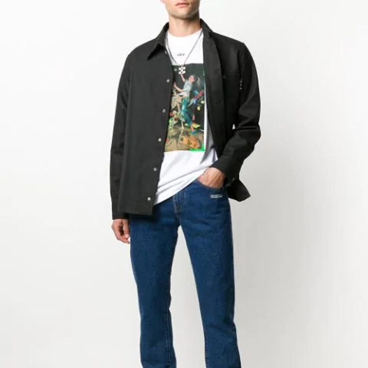 Men's Off-White Back Logo Cargo Black Shirt OMGA137F20FAB0011001