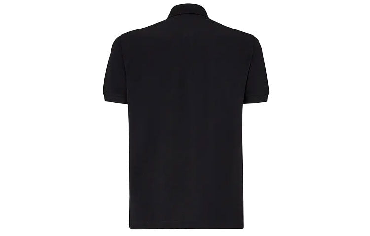 Men's FENDI SS21 Solid Color Short Sleeve Polo Shirt Black FY0985AAONF0QA1