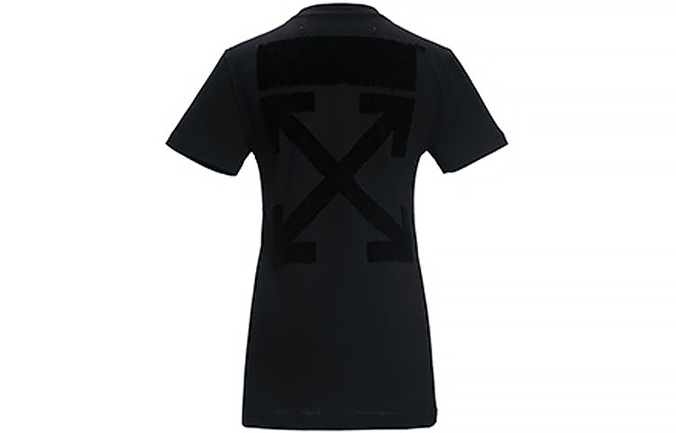 (WMNS) Off-White Round Neck Pullover Short Sleeve Black OF2D3T00110