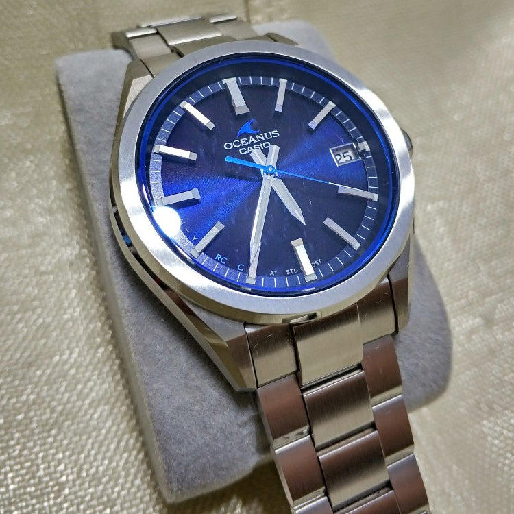 Casio Oceanus Surface Anti-Reflective Analog Watch 'Dark Blue Silver' OCW-T200S-1AJF
