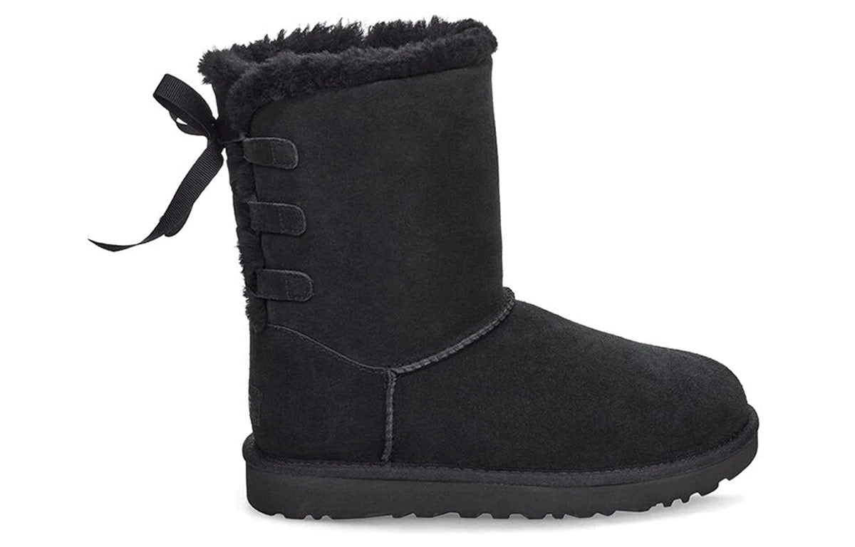 (WMNS) UGG Short Bow Stiefel Fleece Lined Black 1110706-BLK