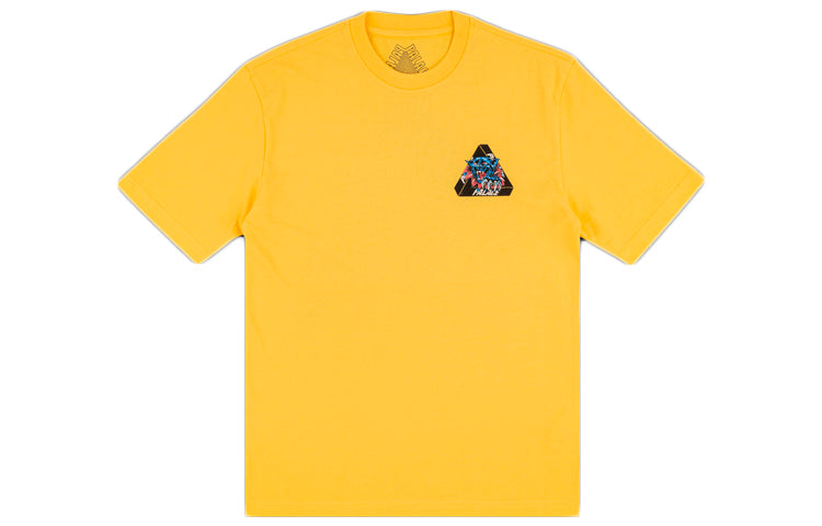 Men's PALACE Ripped Chest Logo Printing Short Sleeve Yellow P17TS081