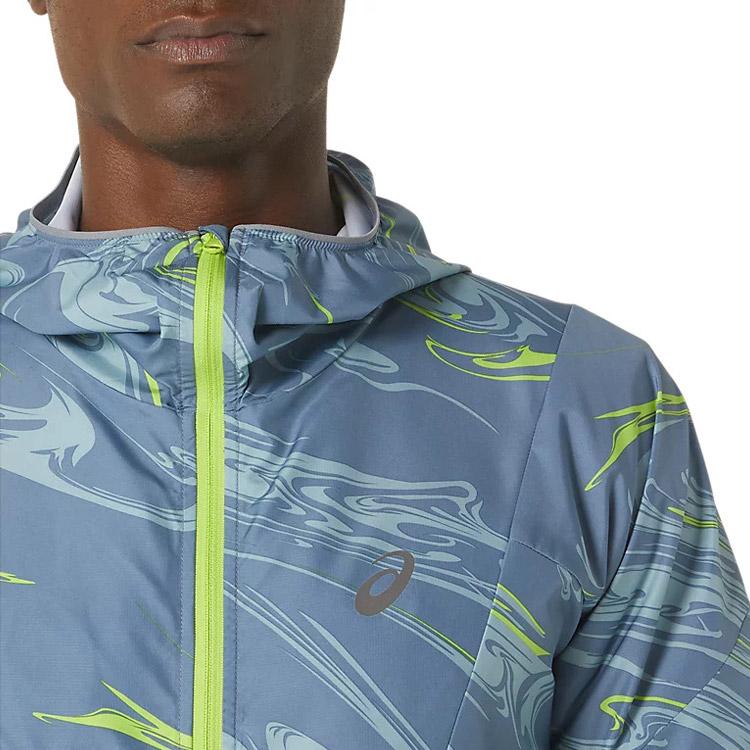 ASICS Water Repellent Graphic Woven Jacket 'Blue Green' 2011C774-400