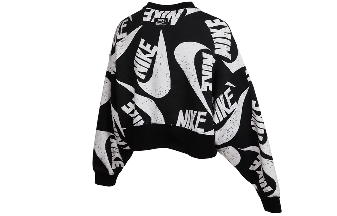 (WMNS) Nike Sportswear Icon Clash Fleece Crewneck 'Black White' DB3856-011