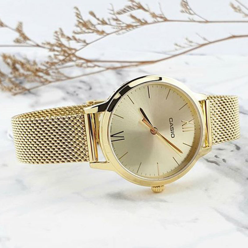 CASIO Waterproof Quartz Gold Analog LTP-E157MG-9A