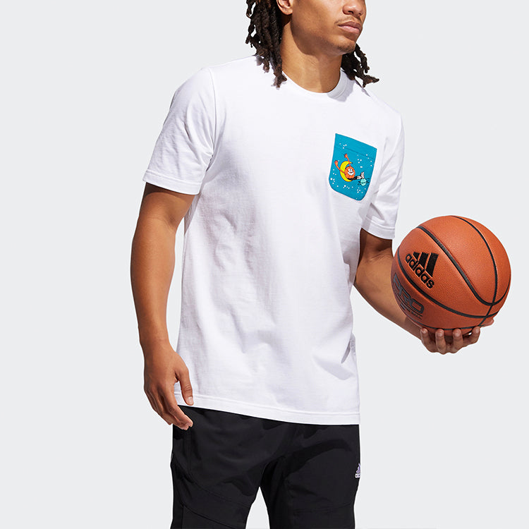 adidas Lil Stripe Pckt Printing Basketball Sports Round Neck Short Sleeve White GQ8376