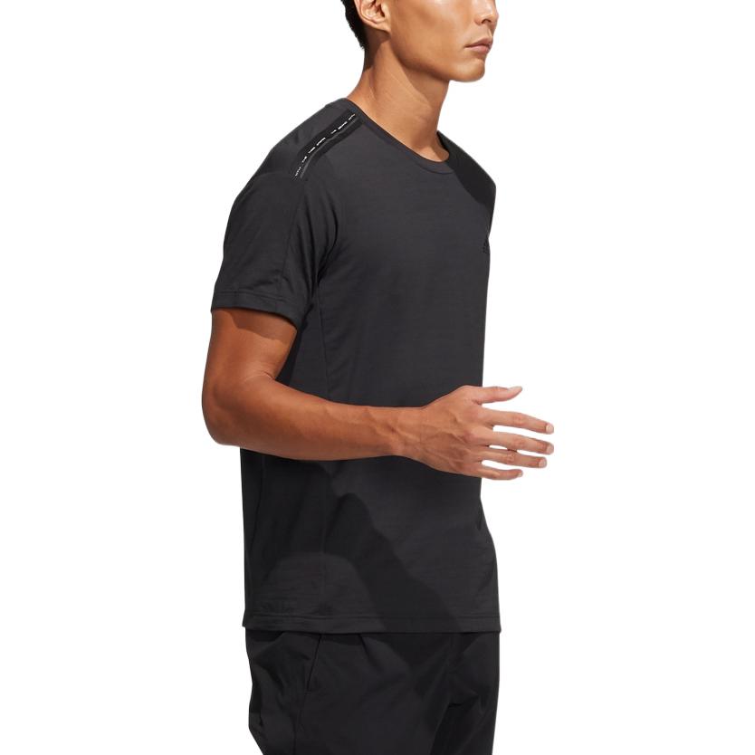 adidas Solid Color Breathable Logo Round Neck Short Sleeve Black HE9940