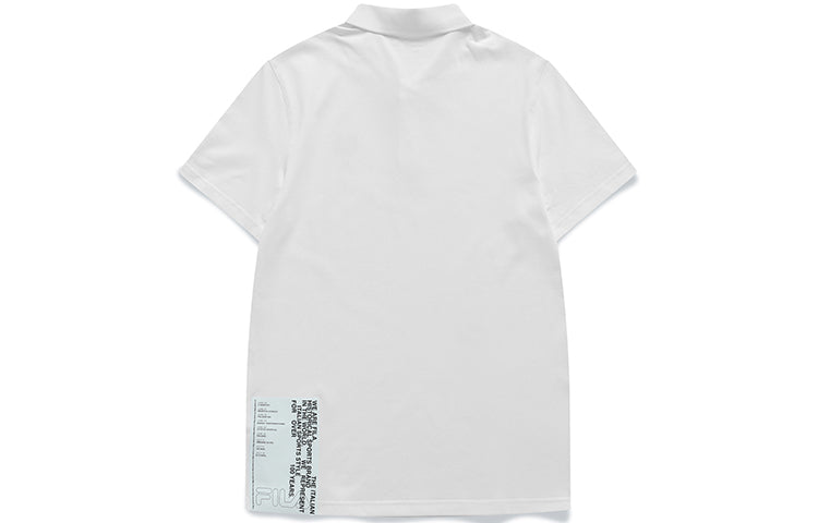 Men's FILA FUSION Embroidered Logo Solid Color Sports Short Sleeve Polo Shirt White T61M021112A-WT