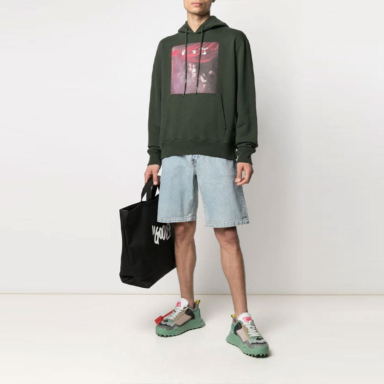 Off-White Men's SS21 Sweatshirt Oversize Green OMBB034S21FLE0075901