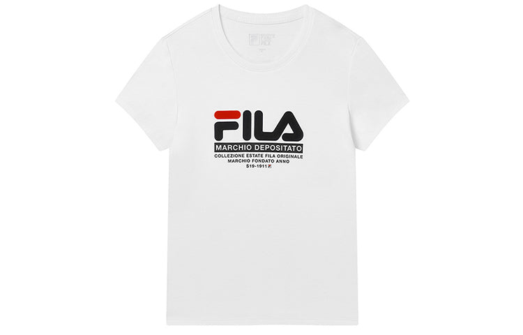 (WMNS) FILA Logo Printing Round-neck Tee White F11W928139F-WT