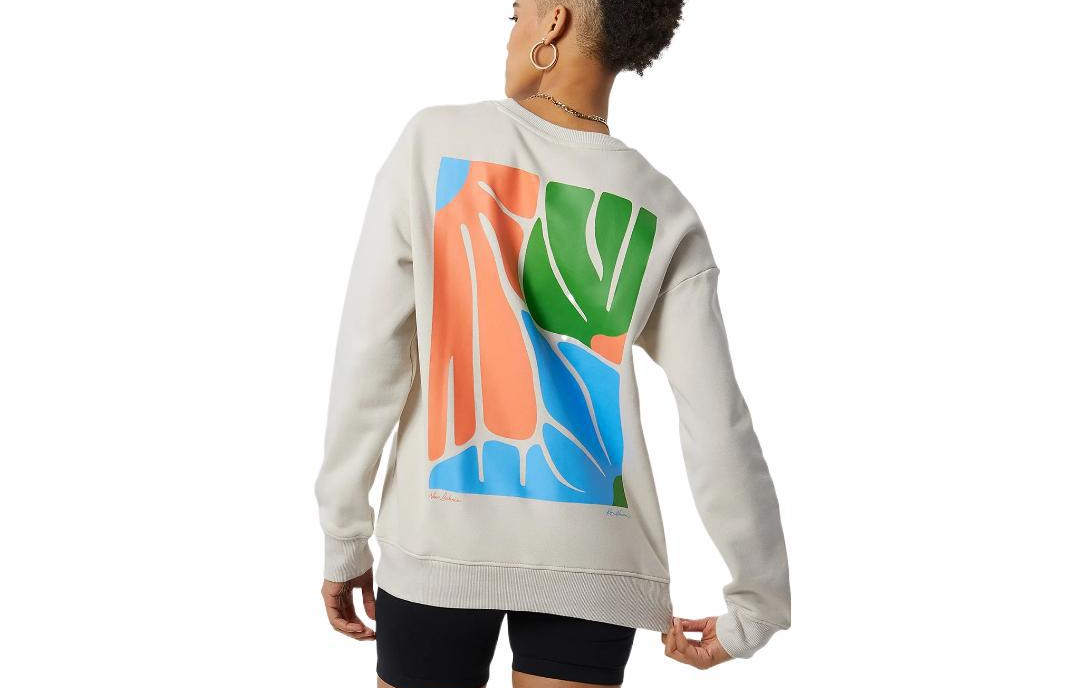 (WMNS) New Balance Athletics Artist Pack Crew Sweatshirt Asia Sizing 'Moonbeam' WT23550-MBM
