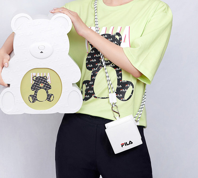 FILA Bear Printing Short Sleeve Couple Style Fluorescence Green F51U048101F-LG