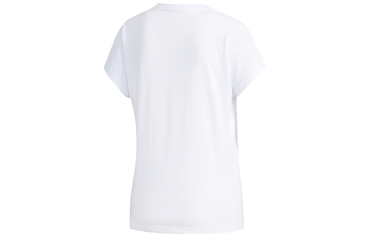 (WMNS) adidas neo C+ T Casual Sports Alphabet Round Neck Short Sleeve White EI4679