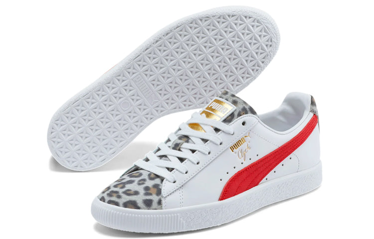 (WMNS) PUMA Clyde Leopard Sneakers White/Red 374165-01