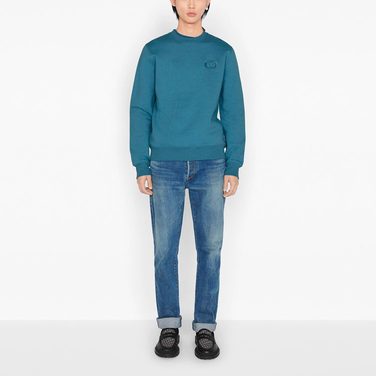 DIOR'Cd Icon 'Cd Embroidered Cotton Flannel Turtleneck For Men Blue 943J612A0531-C524