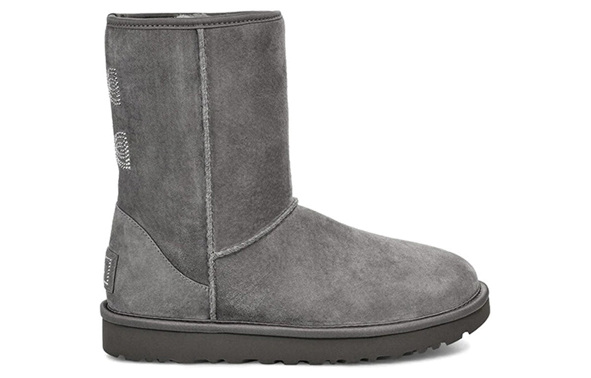 (WMNS) UGG Classic Short Crystal Snow Boots Gray 1091649-GREY