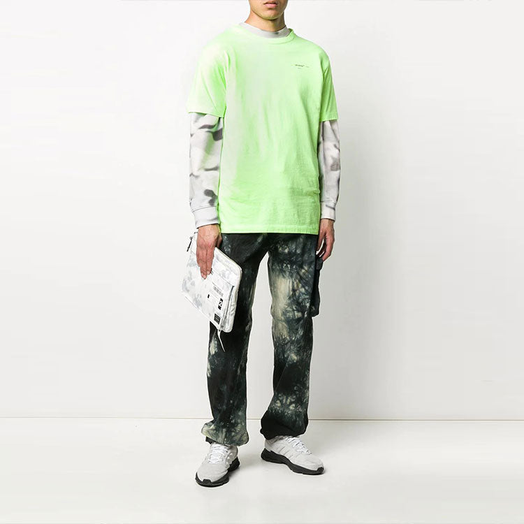 Men's Off-White Logo Tie Dye Cargo Casual Pants/Trousers Loose Fit Black OMCF015S20H860536100