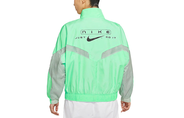 (WMNS) Nike Sportswear Sports Running Splicing Stand Collar Woven Jacket Green CZ8849-342