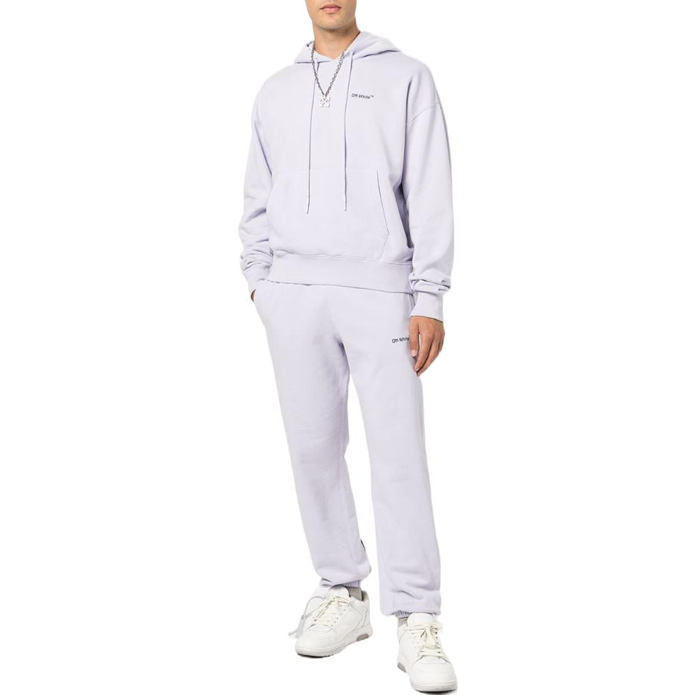 Men's Off-White SS22 Solid Color Arrow Pattern Printing Hooded Long Sleeves Version Light Purple OMBB037F22FLE0033610