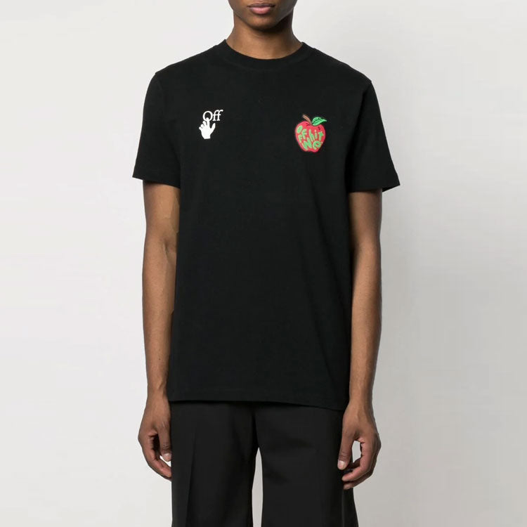 Off-White SS21 Arrow Apple Printing Casual Short Sleeve Ordinary Version Black OMAA027S21JER0231025