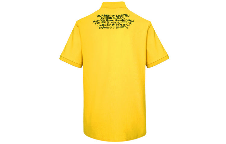 Men's Burberry SS21 Pure Cotton lapel Short Sleeve Polo Shirt Yellow 80257531