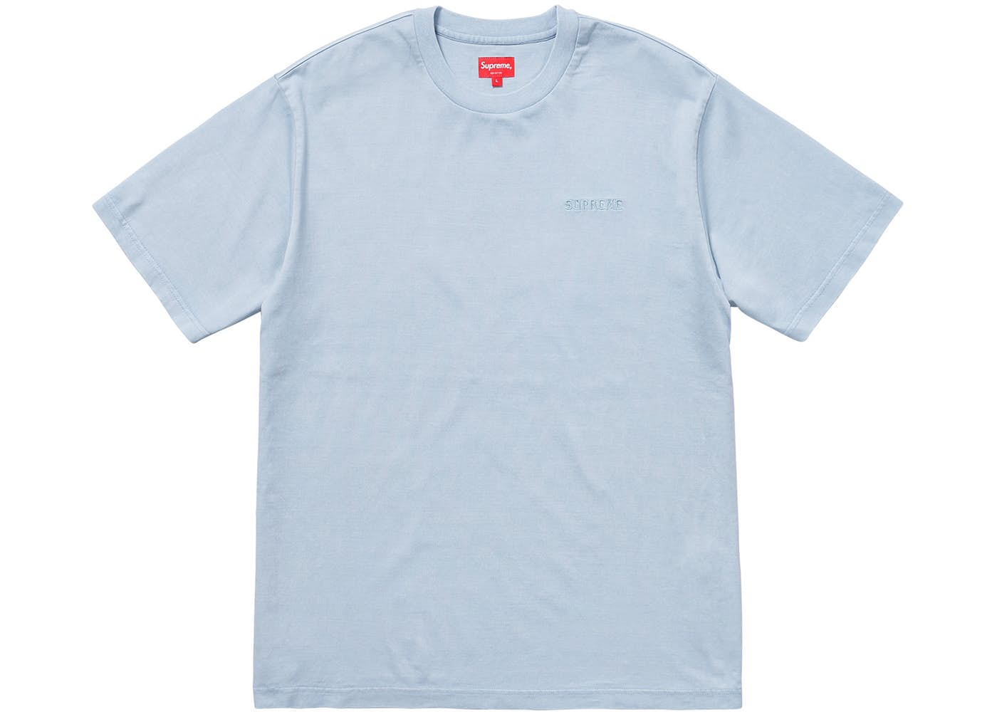 Supreme SS18 Overdyed Tee Light Blue Logo Tee SUP-SS18-167
