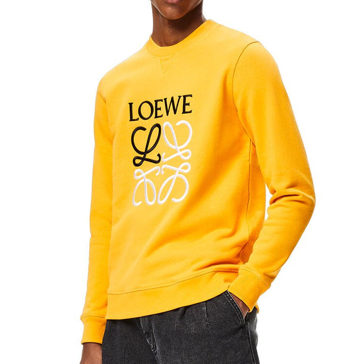 Men's LOEWE Anagram Logo Embroidered Cotton Pullover Orange H526341XA1-9100