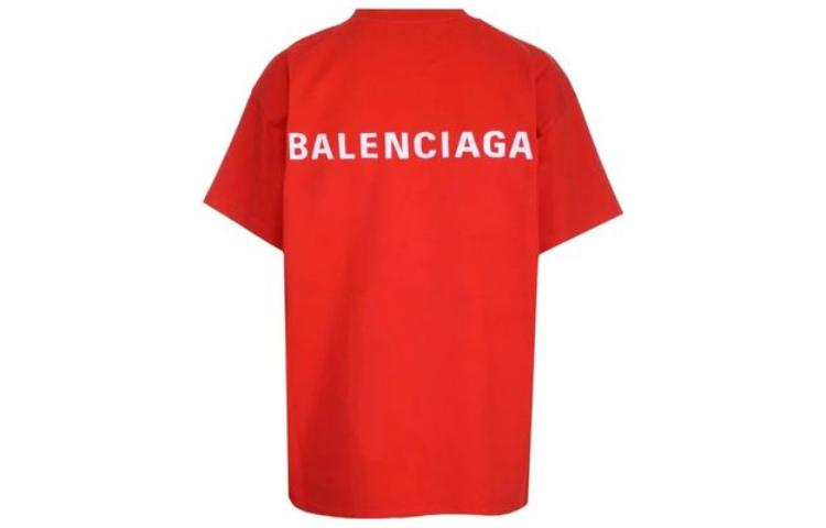 (WMNS) Balenciaga Logo Regular Fit T-Shirt 'Bright Red' 612965TMVF43168