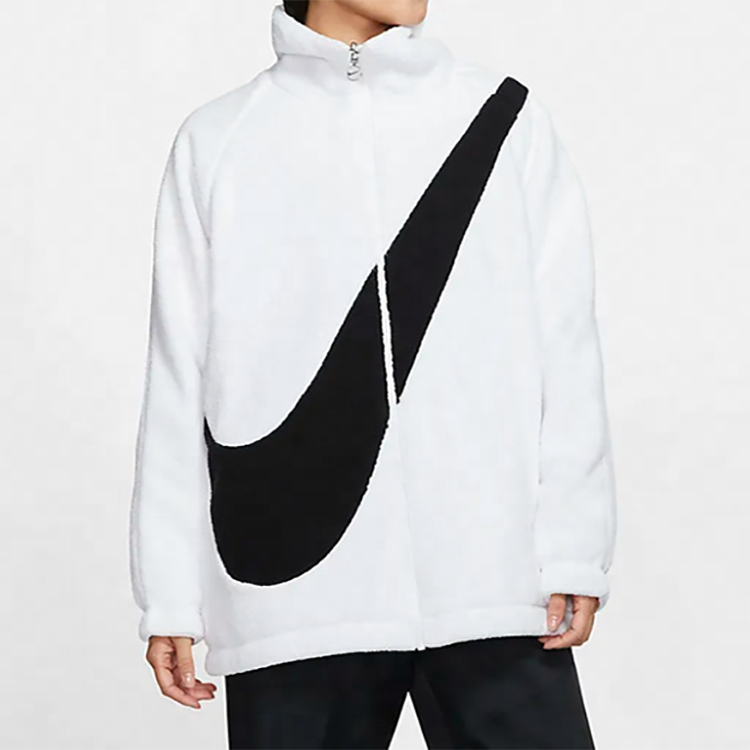 (WMNS) Nike Big Swoosh Fleece Jacket 'White Black' CZ4064-100