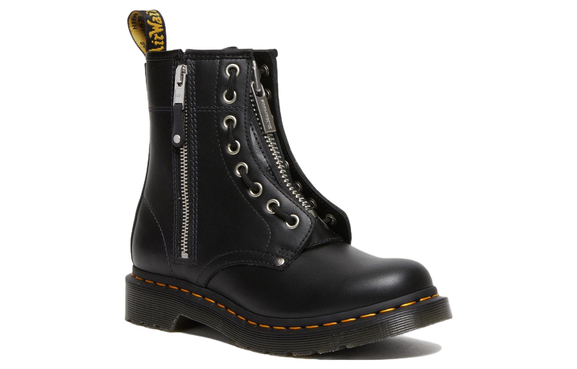 (WMNS) Dr. Martens 1460 Double Zip Leather Lace Up Boots 'Black' 27629001