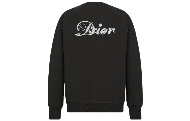 Men's DIOR x KENNY SCHARF Crossover FW21 Logo Embroidered Printing Patch Round Neck Pullover Black 143J684B0531-C988