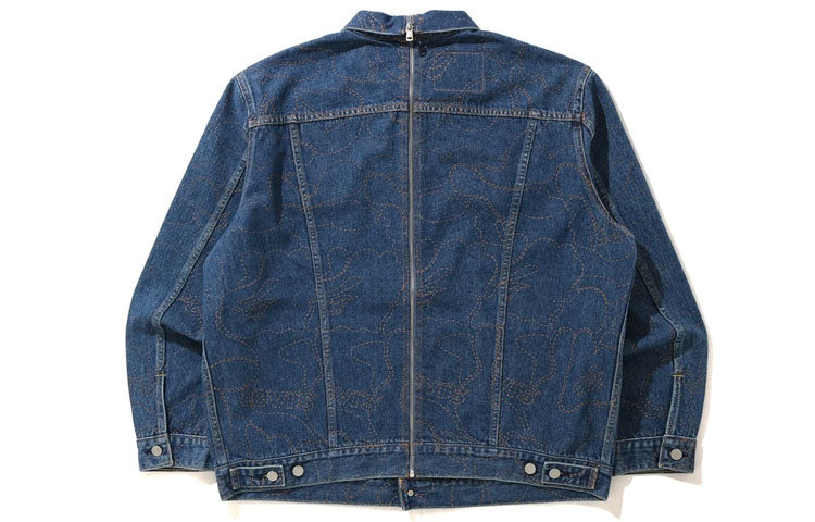 A Bathing Ape x Levi's Crossover SS21 Pocket Buckle Denim Blue Jacket 1H23-140-909