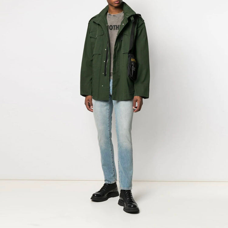 Off-White SS21 Arrows Pattern Zipper Hooded Jacket Ordinary Version Green OMEL020S21FAB0015710