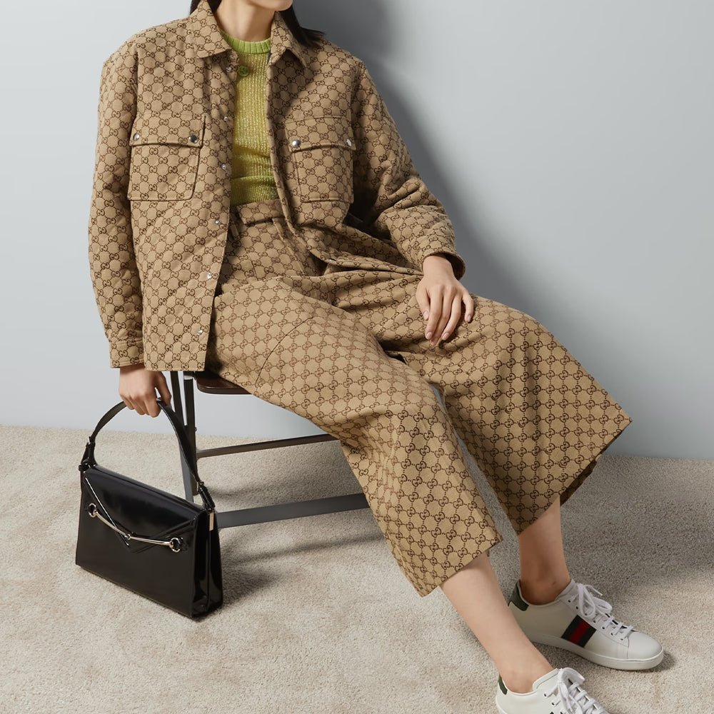 (WMNS) Gucci GG Canvas Trousers 'Camel Ebony' 774893-ZAF4S-2580