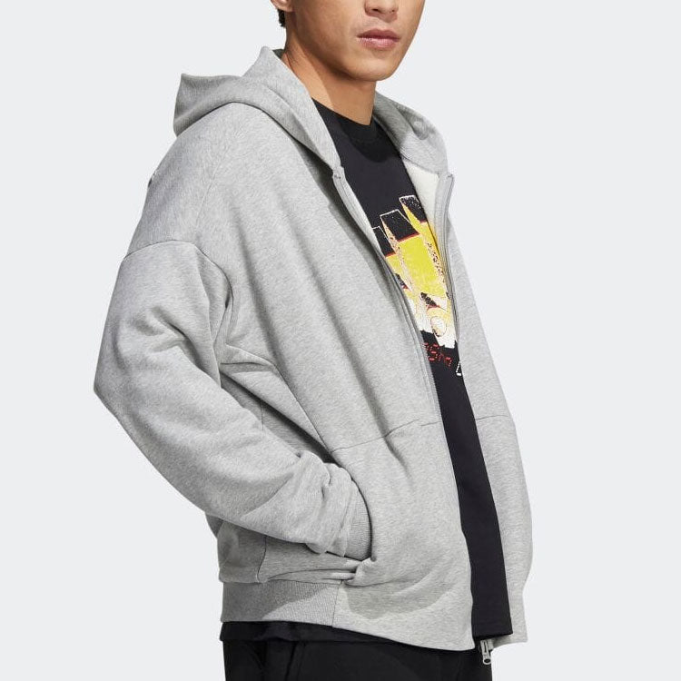 adidas Hooded Full-Zipper Sweatshirt Blue Logo HD0080