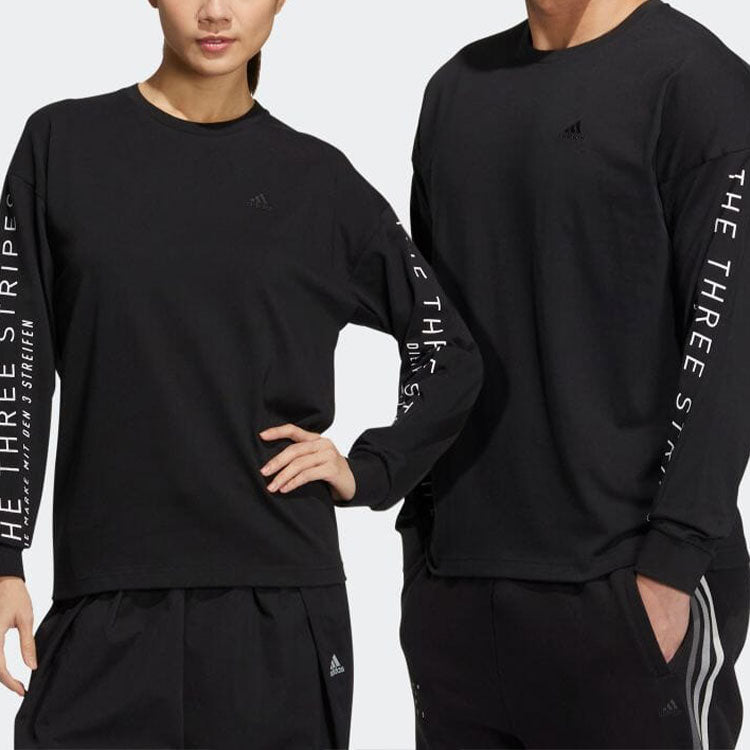 adidas Minimalistic Alphabet Printing Pullover Unisex Black HM2698