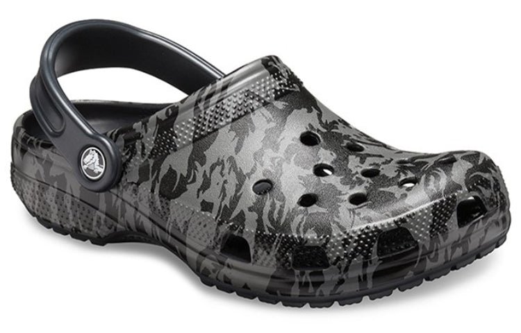 Crocs Classic Clog Camouflage Printing Beach Sandals Black Unisex 206454-001