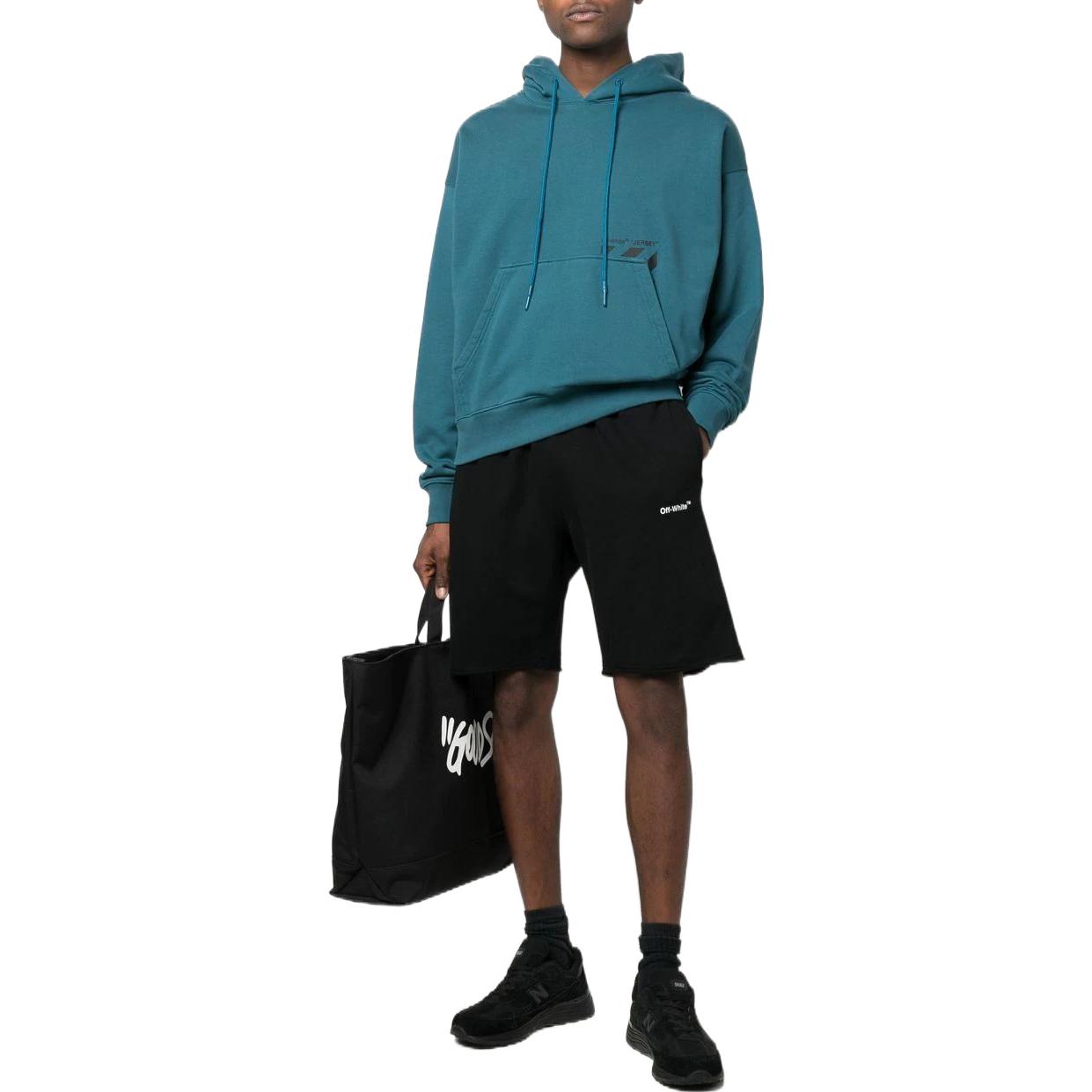 Men's Off-White Solid Color Casual Long Sleeves Blue OMBB085S22FLE0194810