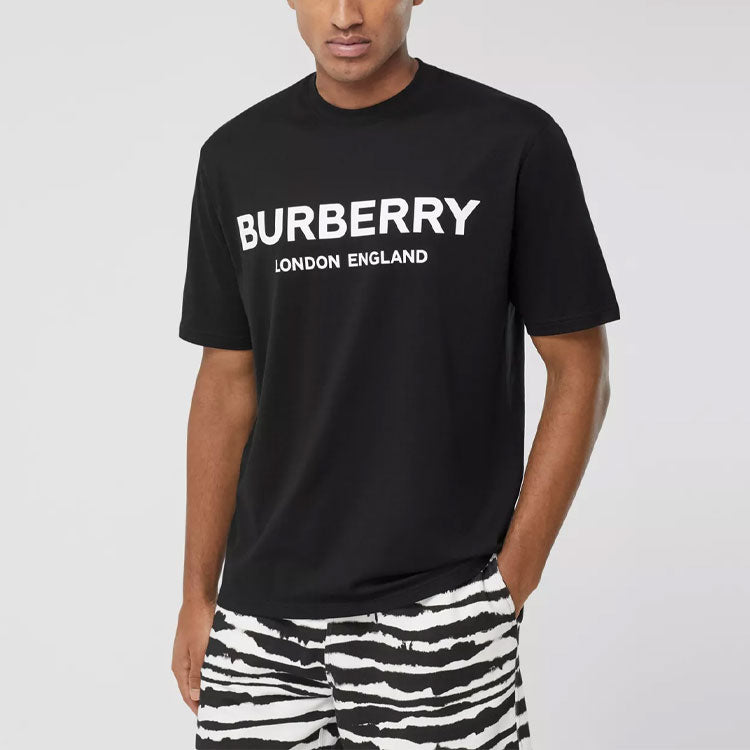 Burberry Logo Printing Cotton Short Sleeve Unisex Black 80094941