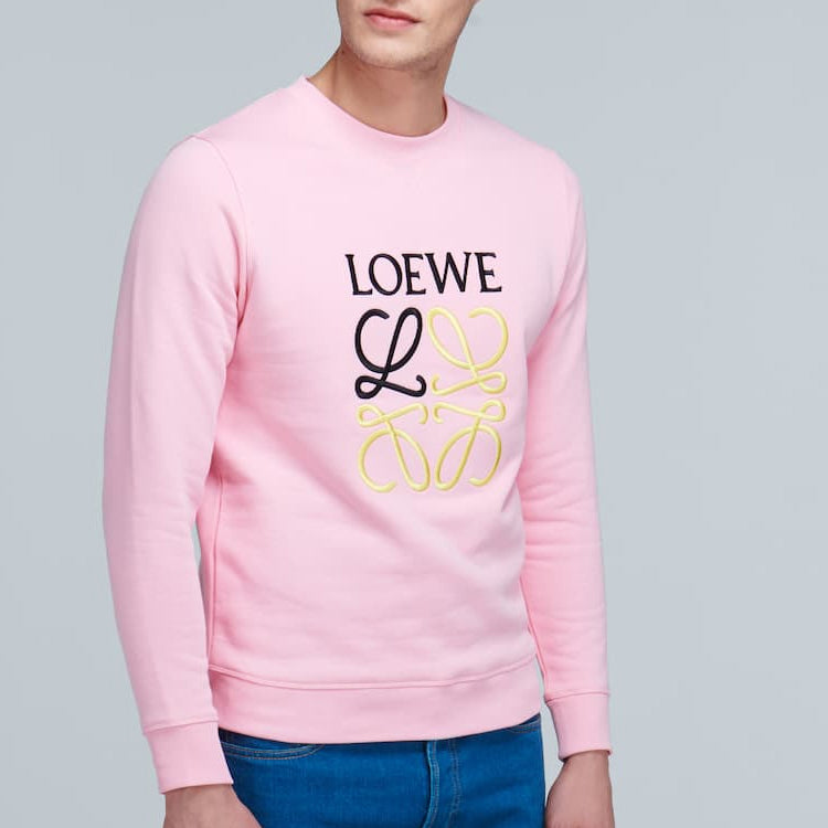 Men's LOEWE Anagram Embroidered Sports Long Sleeves Pink Red H6109900CR-7080
