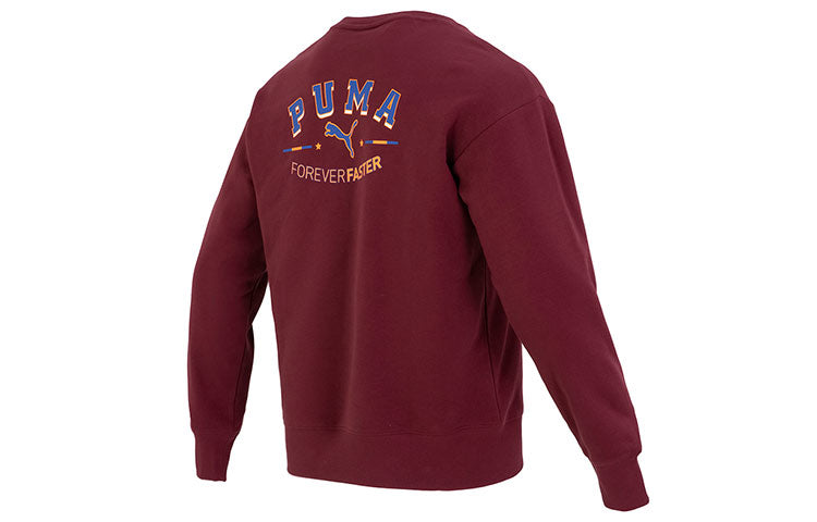 PUMA Team Crew Graphic Sweater 'Burgundy' 622275-42