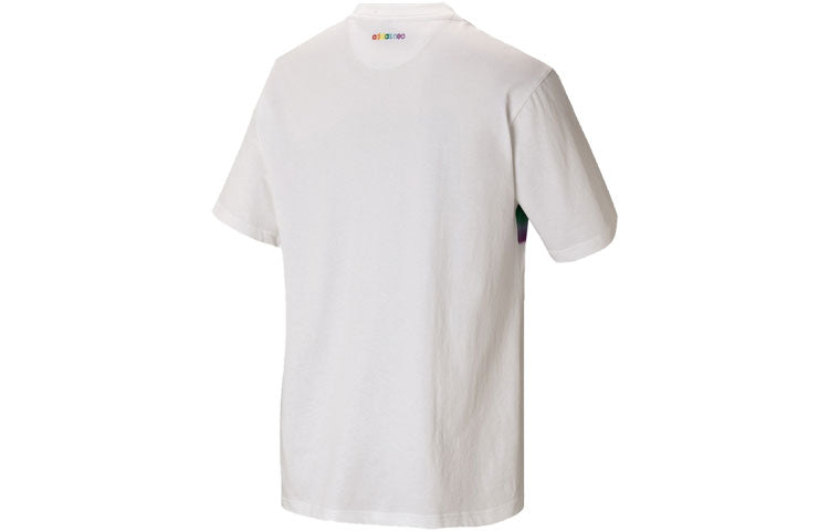 adidas neo U Pd Tee3 Rainbow Logo Printing Round Neck Sports Short Sleeve Couple Style White H65030