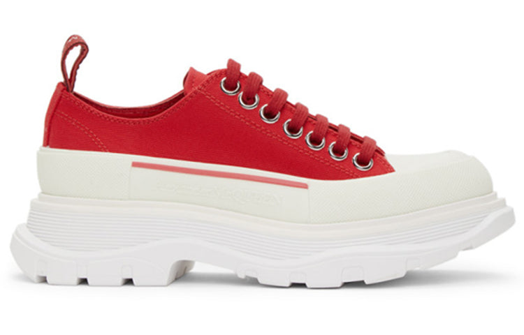 (WMNS) Alexander McQueen Tread Slick Low Lace Up 'Red White' 611705W4LR16044
