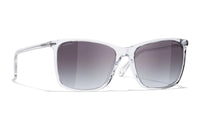 CHANEL Acetate Square Sunglasses Women's Transparent