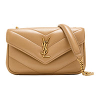 SAINT LAURENT Leather Shoulder Bag Mini Women's Beige