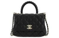 CHANEL COCO Handle Grain Cow Leather Shoulder Bag Crossbody Bag Handbag Mini Women's Black