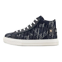 DIOR Oblique High-Top Skateboard Shoes Marine Blue Kids'