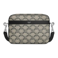 CELINE Triomphe Calfskin Messenger Bag Crossbody Bag Shoulder Bag Small Size Men's Light Umber
