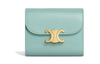 CELINE Triomphe Arc De Triomphe Calfskin Wallet Small Size Women's Cool Mint