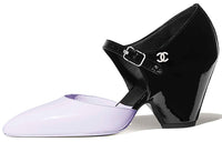 CHANEL Cone Heel High Heels Women's Black Purple